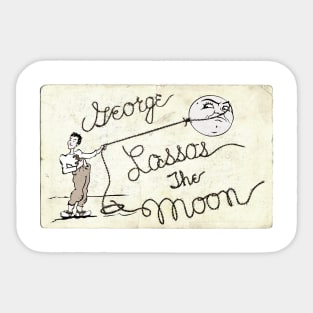 George Lassos The Moon vintage postcard look Sticker